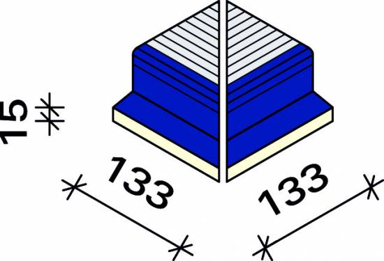 Угол внешний рифленой плитки с обкладкой под решетку 107°с маркером Interbau 133x140, арт. 5827 RH C